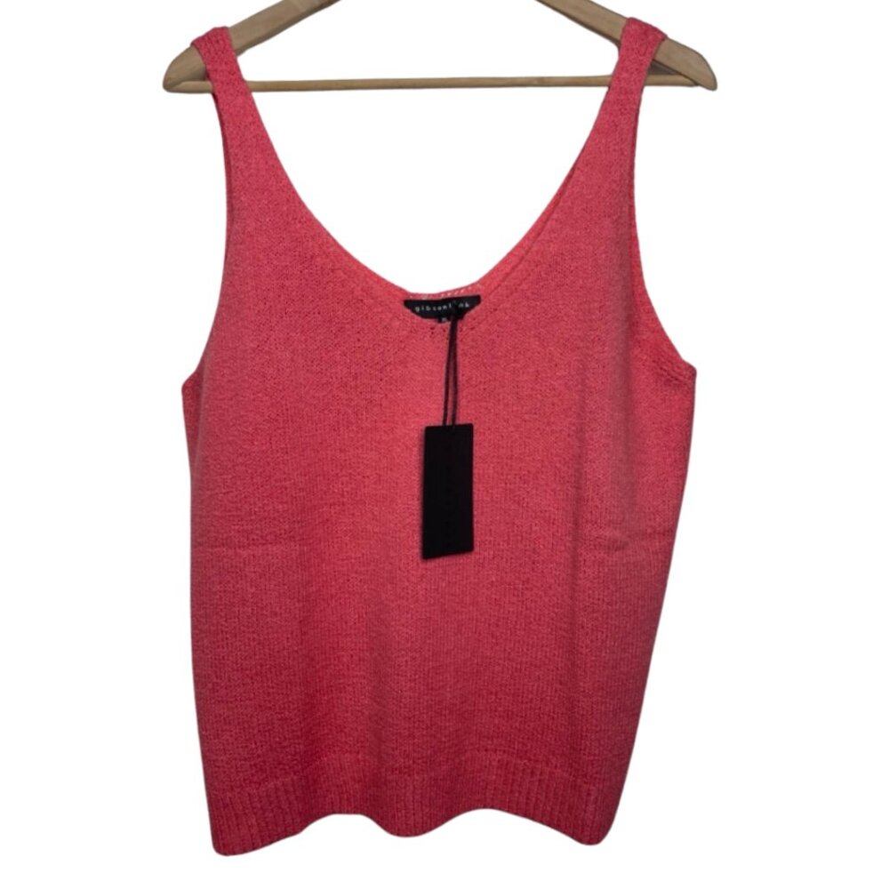 GIBSON LOOK | NWT Loose Fitting Coral Rose Knit V-Neck Tank Top | Size XL